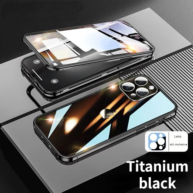 Custodia magnetica in metallo a doppio strato per iPhone