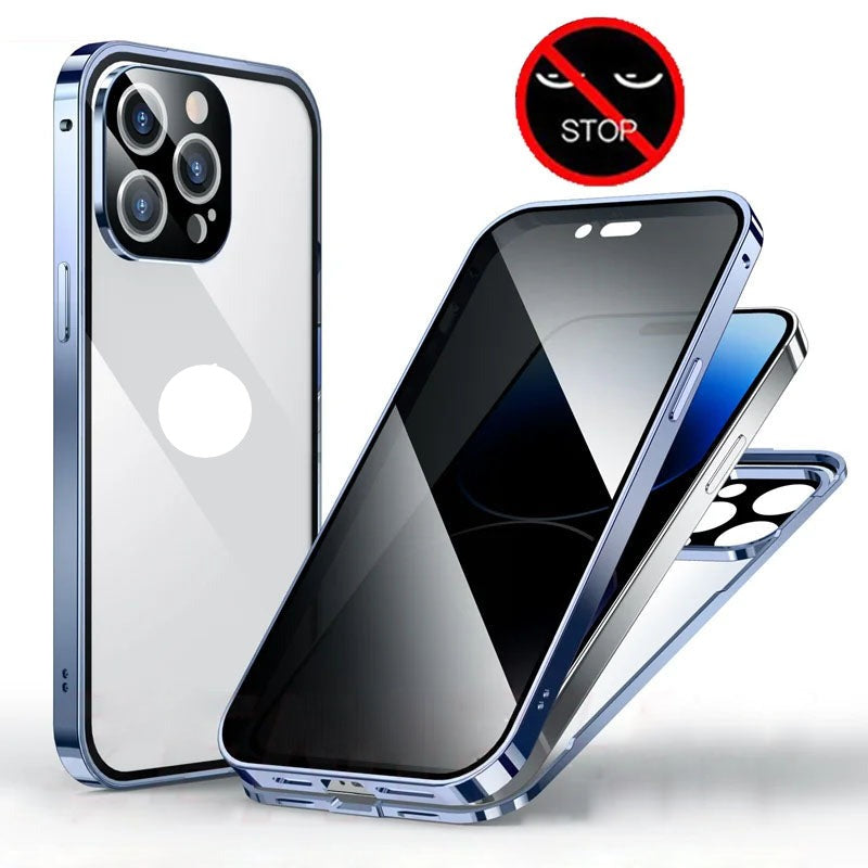 Double Glass Anti-Peep Privacy Magnetic Adsorption Case For iPhone