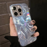 Laser Dazzling Pleated Aurora Water Ripple Phone Case For iPhone