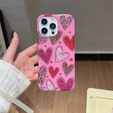 Semi-transparent Leopard Print Heart Phone Case For iPhone