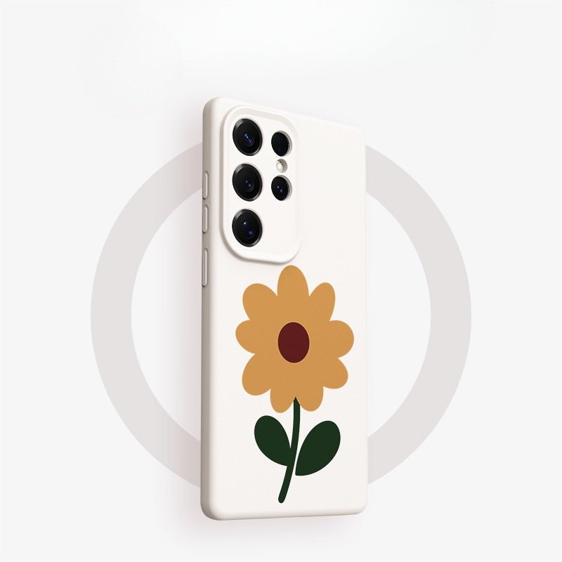 Flower Silicone Phone Case with Lanyard For Samsung