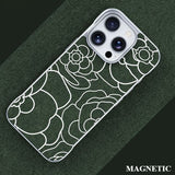 Embossed Camellia Magnetic Phone Case For iPhone