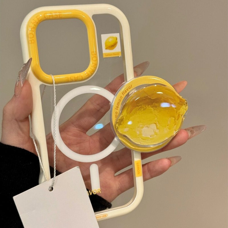 Epoxy Oil Painting Lemon Magnetic Mobile Phone Case For iPhone