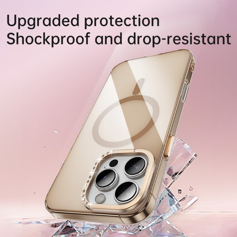 Invisible Bracket Diamond Magnetic Phone Case For iPhone