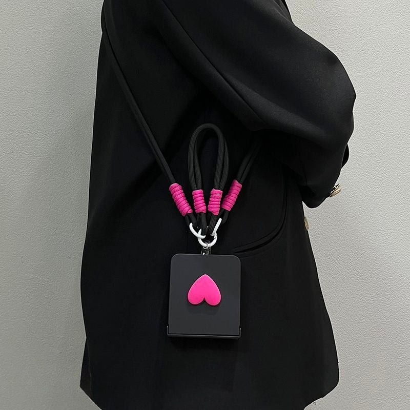 Heart-shaped Crossbody Phone Case with Carrying Strap For Samsung Z Flip 7 6 5