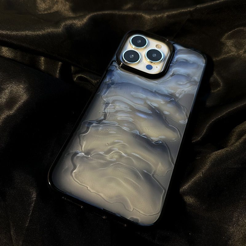 Black Texture Water Hard Phone Case For iPhone