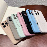 Lens Flat Liquid Silicone Magnetic Phone Case For iPhone