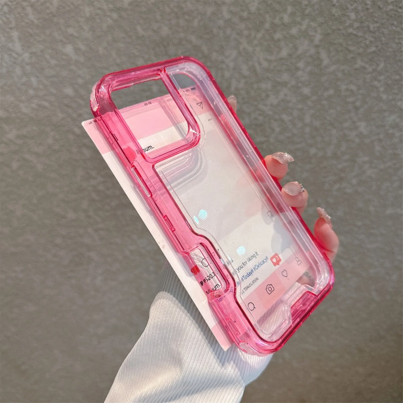Clear PC+TPU 3 in 1 Anti-drop Armor Phone Case For iPhone