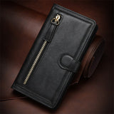 Retro Zipper Leather Card Slot Phone Case For iPhone