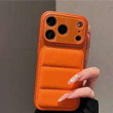 Armor Bumper Large Window Down Jacket Phone Case For iPhone