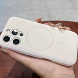 Lens Flat Liquid Silicone Magnetic Phone Case For iPhone