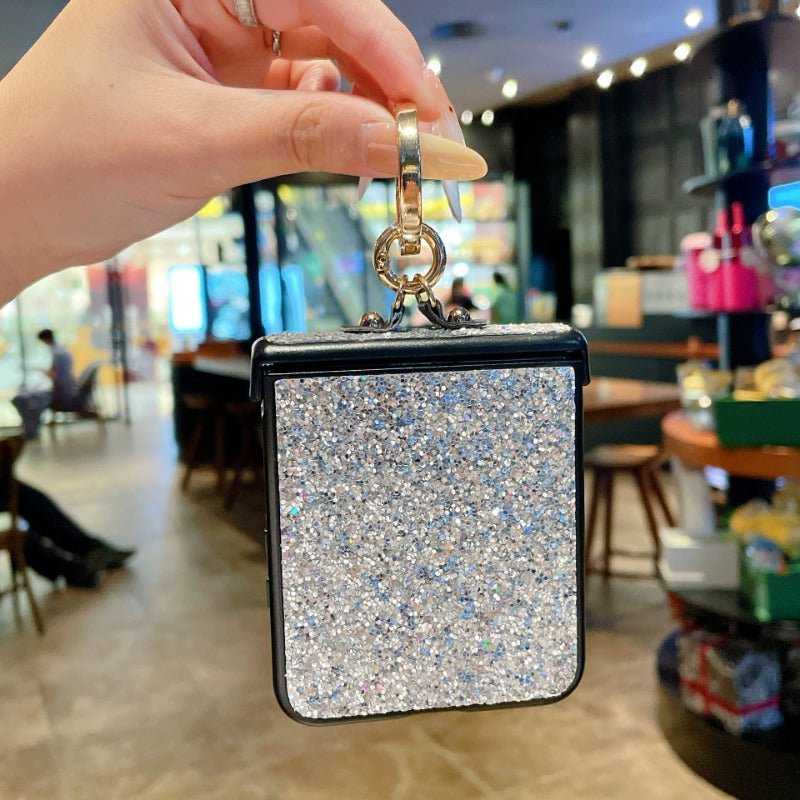 PC Hinge Ring Glitter Phone Case For Samsung Z FLIP 7 6 5 4 3