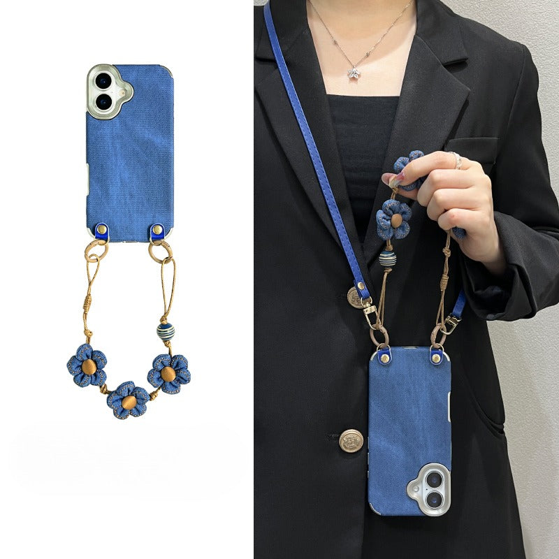 Blue Flower Bracelet Anti-fall Phone Case For iPhone