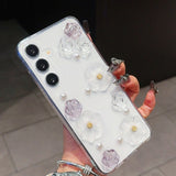 3D Pearl Flower Transparent Phone Case For Samsung