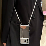Simple Mirrored Phone Case with Lanyard For iPhone