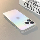 Color Plated Gradient Color Hard Phone Case with Built-in Lens Film For iPhone