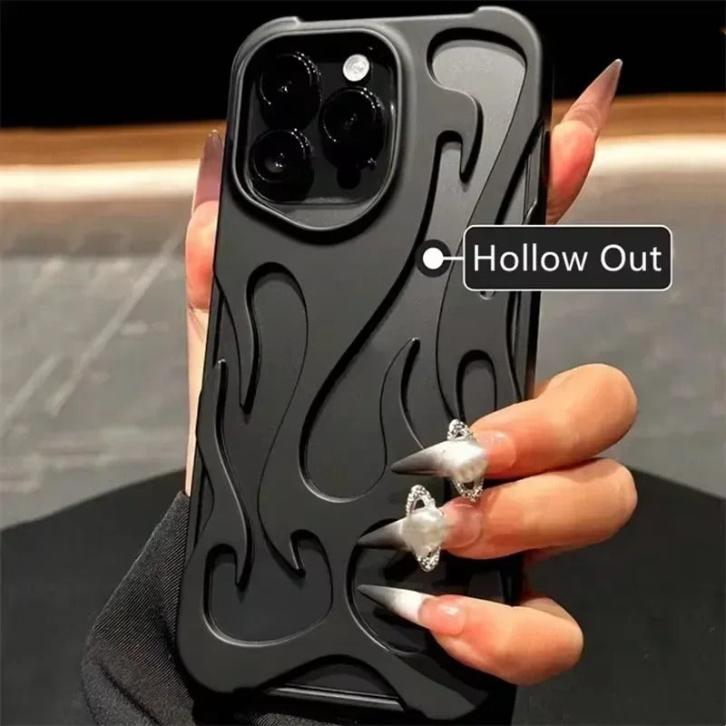 Fashion Matte 3D Hollowed Flame Phone Case For iPhone