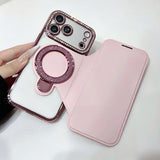 Transparent Flip Stand Card Holder Phone Case For iPhone
