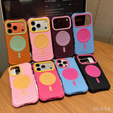 Color-blocking Wavy Magnetic Shockproof Phone Case For iPhone