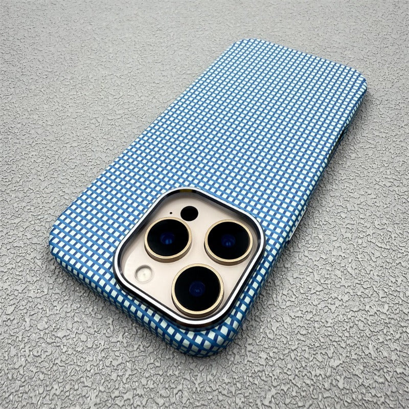 Fresh Lattice Magnetic Metal Frame Phone Case For iPhone
