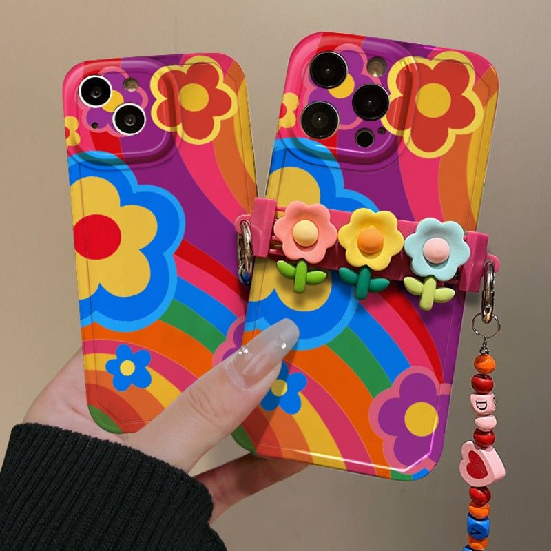 Graffiti Flower Crossbody Phone Case For iPhone