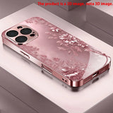 Romantic and Beautiful Flower Pattern Pink Electroplated Glass Phone  for iPhone
