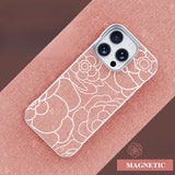 Embossed Camellia Magnetic Phone Case For iPhone
