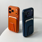 Card Holder Folding Stand Frosted Phone Case For iPhone