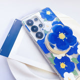 Pink Blue Flower Magnetic Phone Case For Samsung