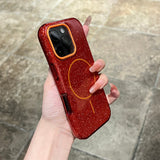 Double-layer Thick Glitter Magnetic Phone Case For iPhone