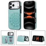 Embossed Card Holder with Stand Flip Phone Case For iPhone