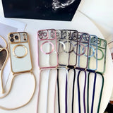 Crossbody Lanyard Strap Plating Magnetic Case For iPhone