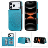 Embossed Card Holder with Stand Flip Phone Case For iPhone