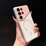 Color-blocked Fabric Magnetic Phone Case For Samsung