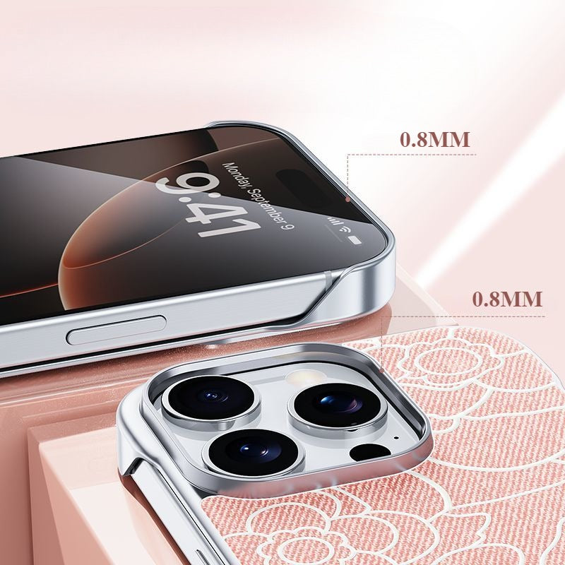 Embossed Camellia Magnetic Phone Case For iPhone