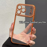 Sparkling Rhinestone Plating Clear Phone Case For iPhone