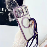 Crossbody Lanyard Strap Plating Magnetic Case For iPhone
