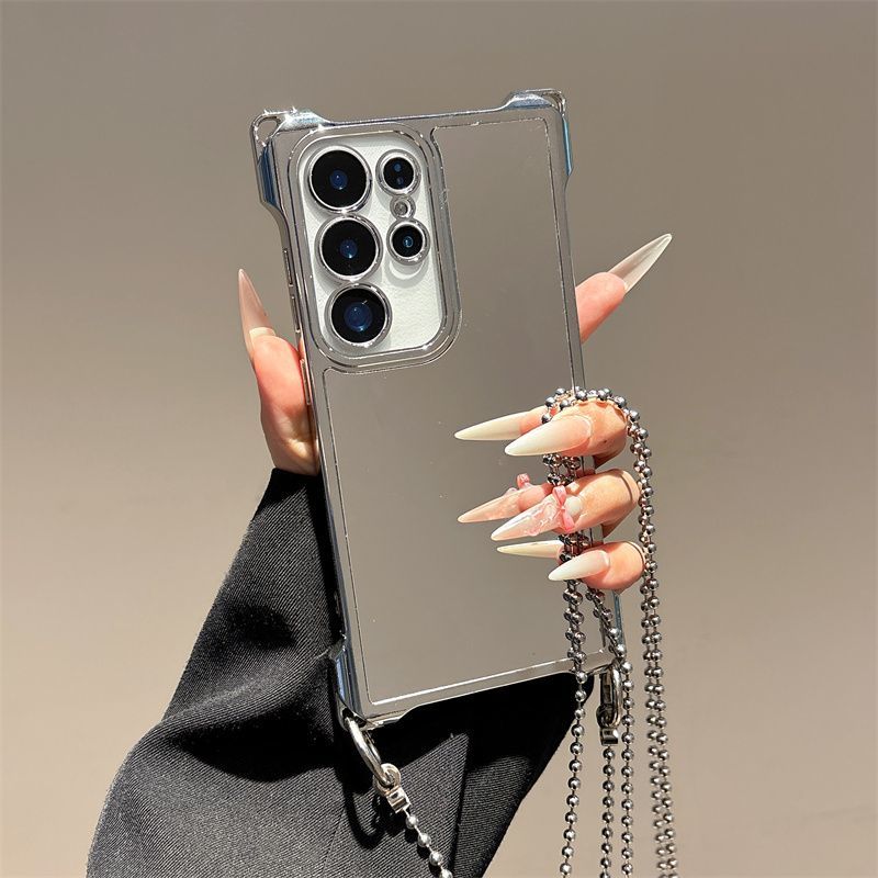Mirror Lanyard with Bracket Electroplating Phone Case For Samsung