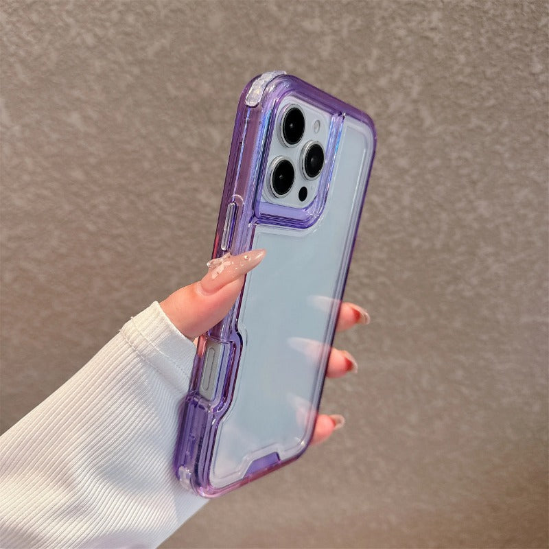 Clear PC+TPU 3 in 1 Anti-drop Armor Phone Case For iPhone