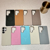 Solid Color Rock Sand Magnetic Phone Case For Samsung