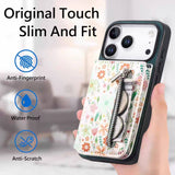 Zipper Card Holder with Lanyard Phone Case For iPhone