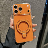 Magnetic Ring Holder Large Window Phone Case for iPhone