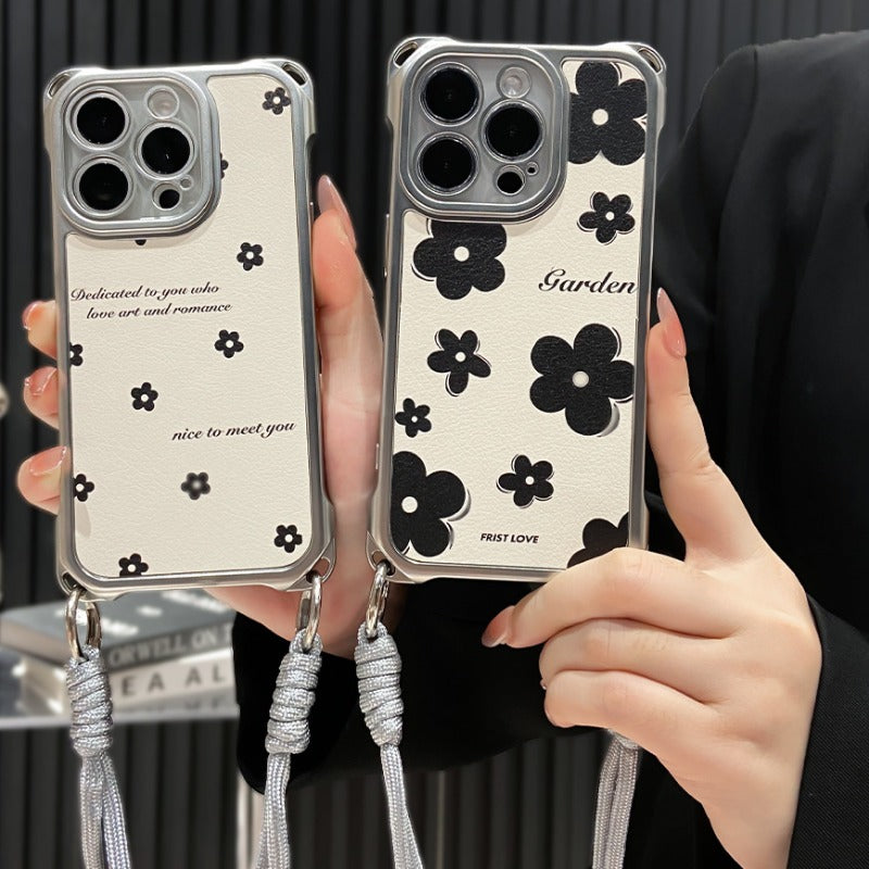 Black Floral Phone Case For iPhone