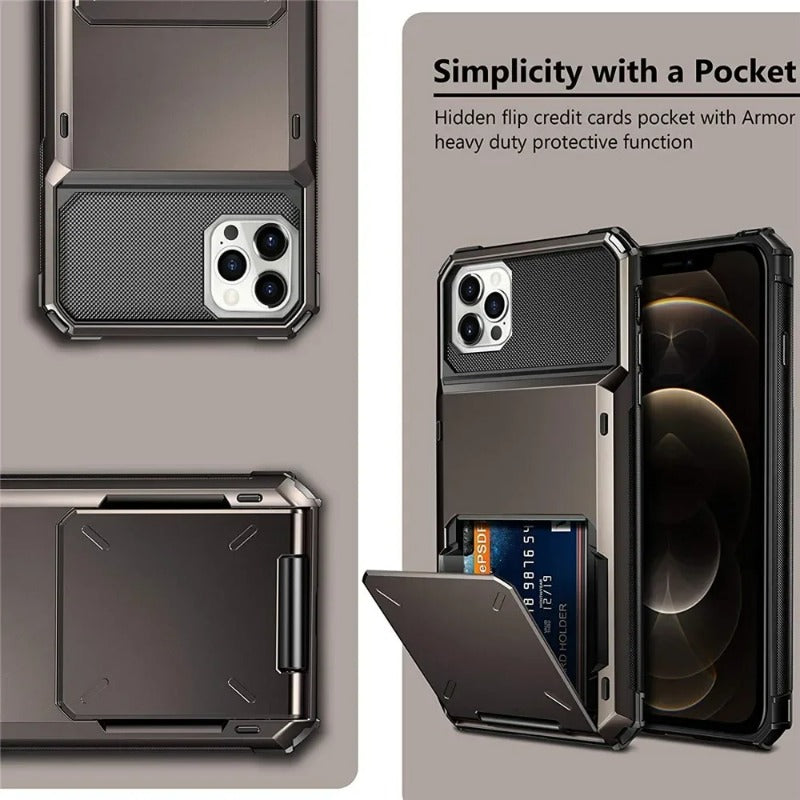 Wallet 4-Card Slot Credit Phone Case For iPhone