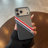 Striped Color-blocked Magnetic Phone Case For iPhone