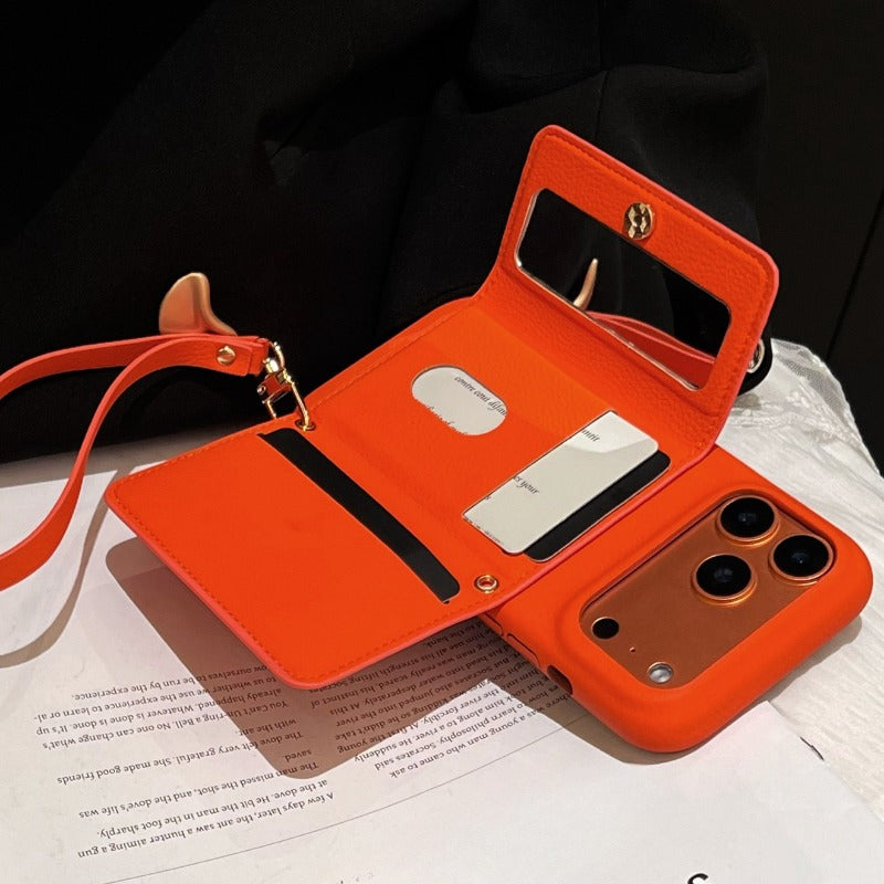 Litchi Leather Phone Case For iPhone