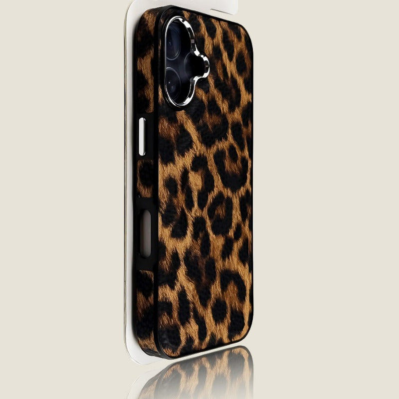 Leopard Print Magnetic Wireless Charging Phone Case For iPhone