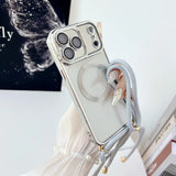 Crossbody Lanyard Strap Plating Magnetic Case For iPhone