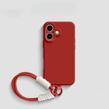 Simple Solid Color Lanyard Phone Case For iPhone