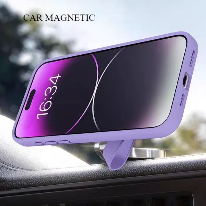 Liquid Silicone Magnetic Ring Phone Case For iPhone